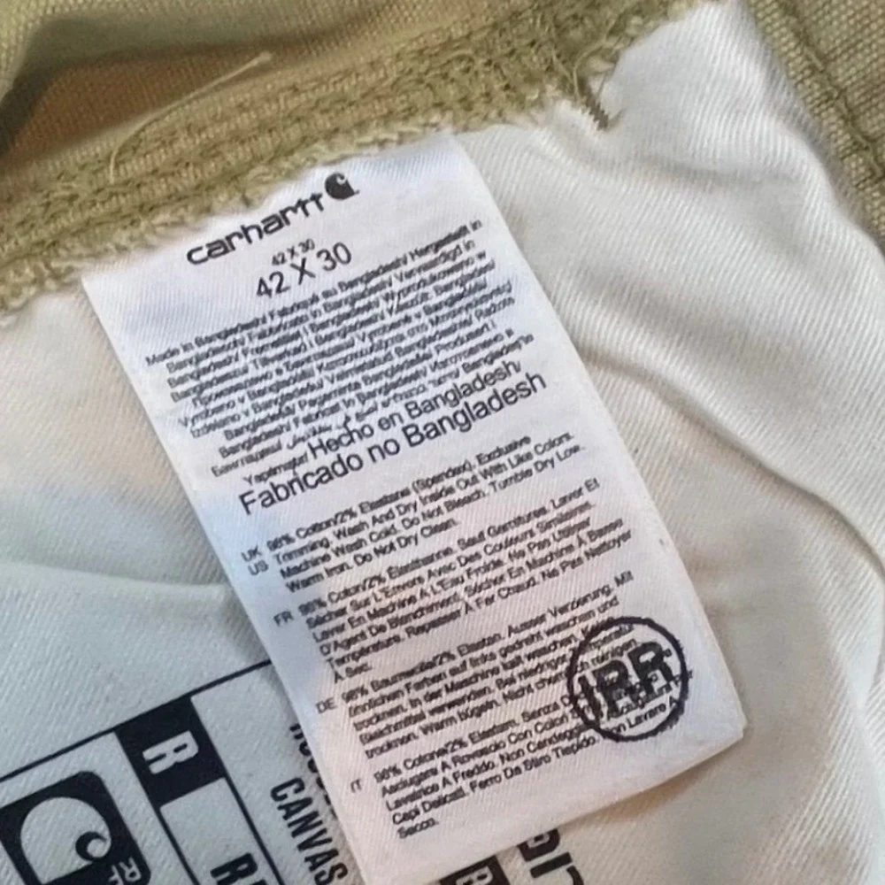 Carhartt Mens Rugged Flex Relaxed Fit‎ Canvas Work Pants Tan 42x30 BN2291-M